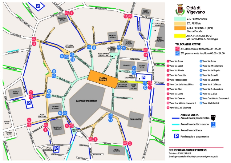 Mappa dei parcheggi vicini alla ZTL e AP