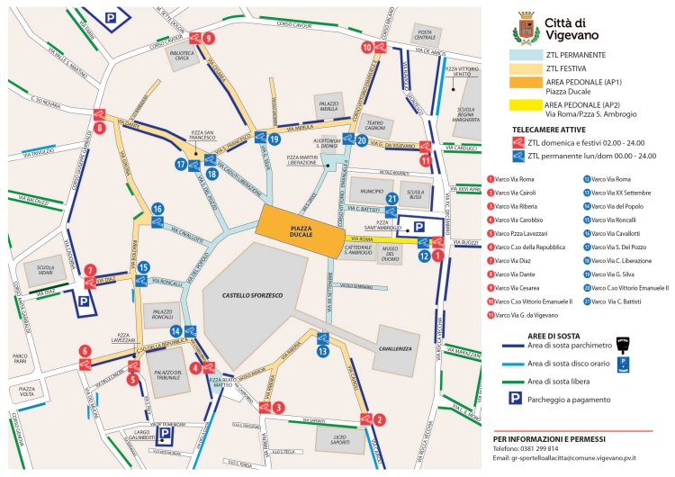 Mappa dei parcheggi vicini alla ZTL e AP