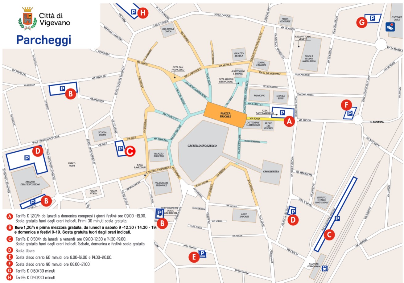 Mappa dei parcheggi vicini al centro città