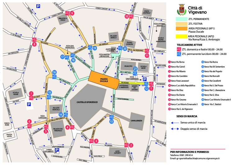 Mappa Zona a Traffico Limitato con indicazione dei sensi di marcia