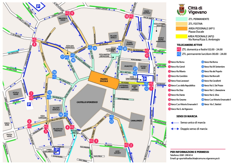 Mappa Zona a Traffico Limitato con indicazione dei sensi di marcia
