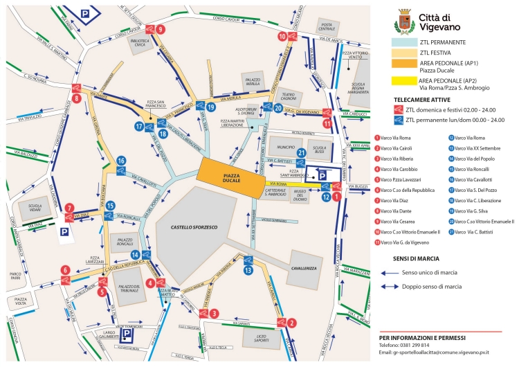 Mappa Zona a Traffico Limitato con indicazione dei sensi di marcia